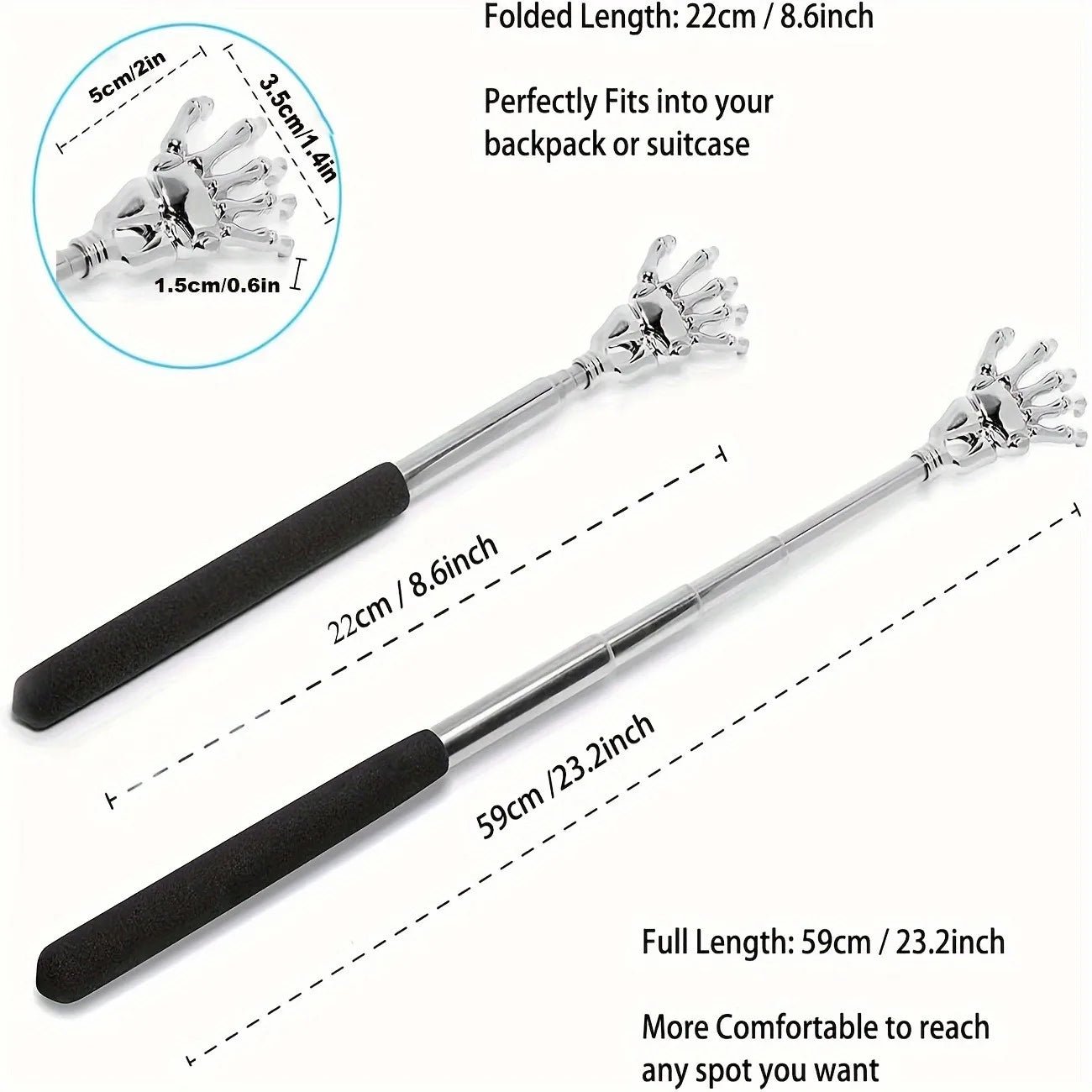 🖐️ Grattoir de Dos Télescopique – Portable &amp; Extensible – Acier Inoxydable™ - Planète bébé