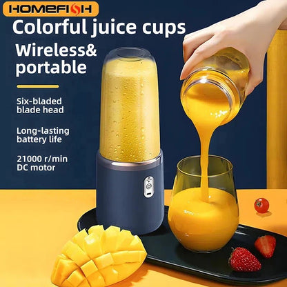 🥤 Blender Portable Électrique HOMEFISH – 6 Lames Acier Inoxydable – Smoothies, Jus, Glace &amp; Milkshakes – Rechargeable – Compact &lt;500ml™ - Planète bébé
