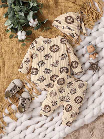 👶🍂 Ensemble Bébé Garçon 2 Pièces + Bonnet – Manches Longues – Automne | Confort Coton Doux™ - Planète bébé