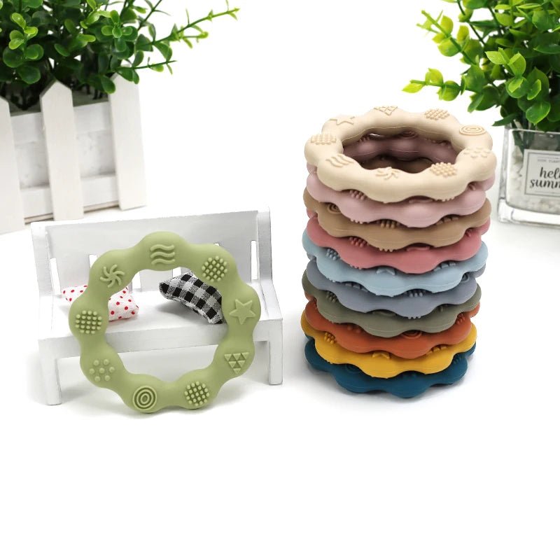 🌸🦷 Anneau de Dentition Fleur – Silicone Alimentaire – Jouet de Molarité &amp; Cognition Tactile pour Bébé™ - Planète bébé