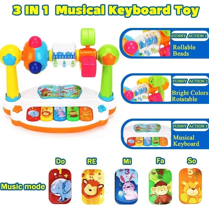 🎹 Piano Musical Bébé Rotatif – Sons &amp; Lumières – Jouet Éducatif Précoce™ - Planète bébé