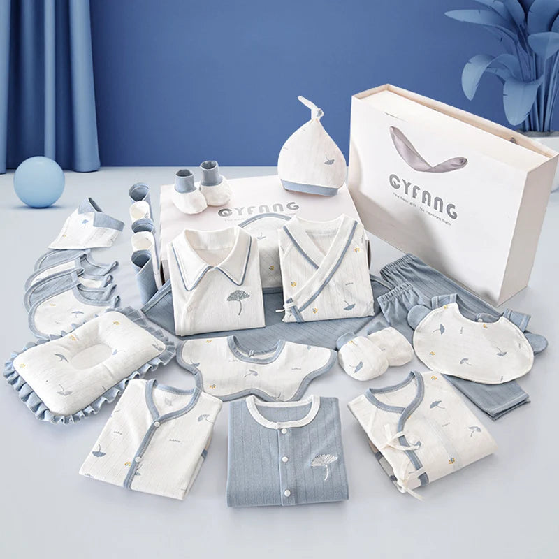 Set Naissance 28 Pièces Bébé 100% Coton – Ensemble Complé Neutre Garçon Fille Toutes Saisons™