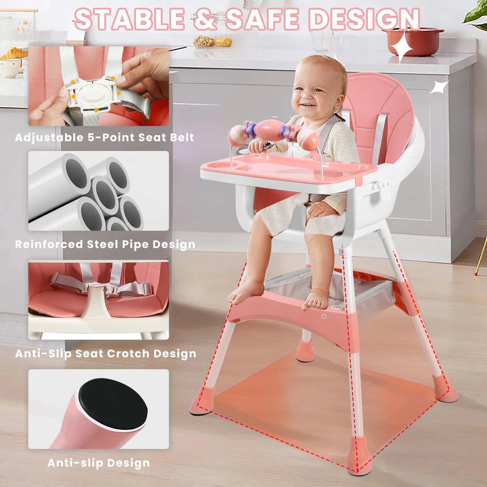 chaise haute évolutive portable double plateau support jouets - Planète bébé
