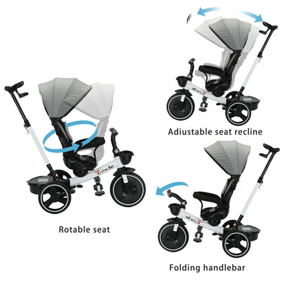 🚲 Tricycle Évolutif 6 - en - 1 pour Bébé – Poussette Vélo avec Guidon Parental, Canopy Réglable &amp; Ceinture de Sécurité™ - Planète bébé