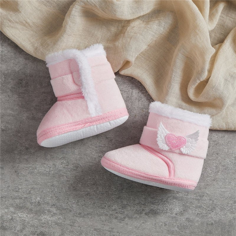🧣❄️ Bottes d’Hiver Bébé – Chaudes &amp; Mignonnes – Bottines Bébé à Scratch avec Ailes en Cœur – 0 à 18 Mois – Unisexe™ - Planète bébé