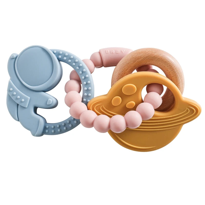 🦁👶 Anneau de Dentition en Silicone – Forme Animale Ludique – Apaisant &amp; Sensoriel™ - Planète bébé