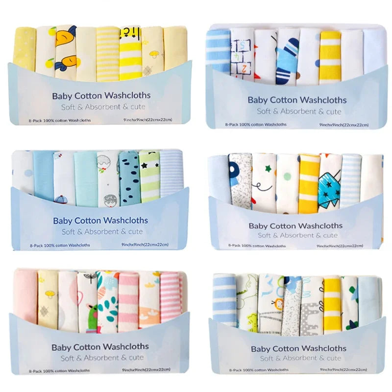 Lot de Serviettes Bébé 100% Coton 5/8PCS™ – Lingettes Douces pour Salive, Bain et Soin Quotidien