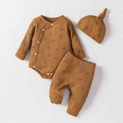👶🍂 Ensemble Bébé Garçon 2 Pièces + Bonnet – Manches Longues – Automne | Confort Coton Doux™
