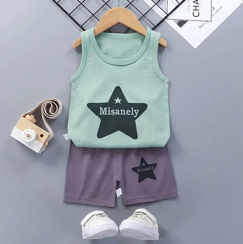 👕🌞 Ensemble Été Débardeur + Short pour Enfant – Coton Léger &amp; Motif Cartoon – Garçon &amp; Fille™ - Planète bébé