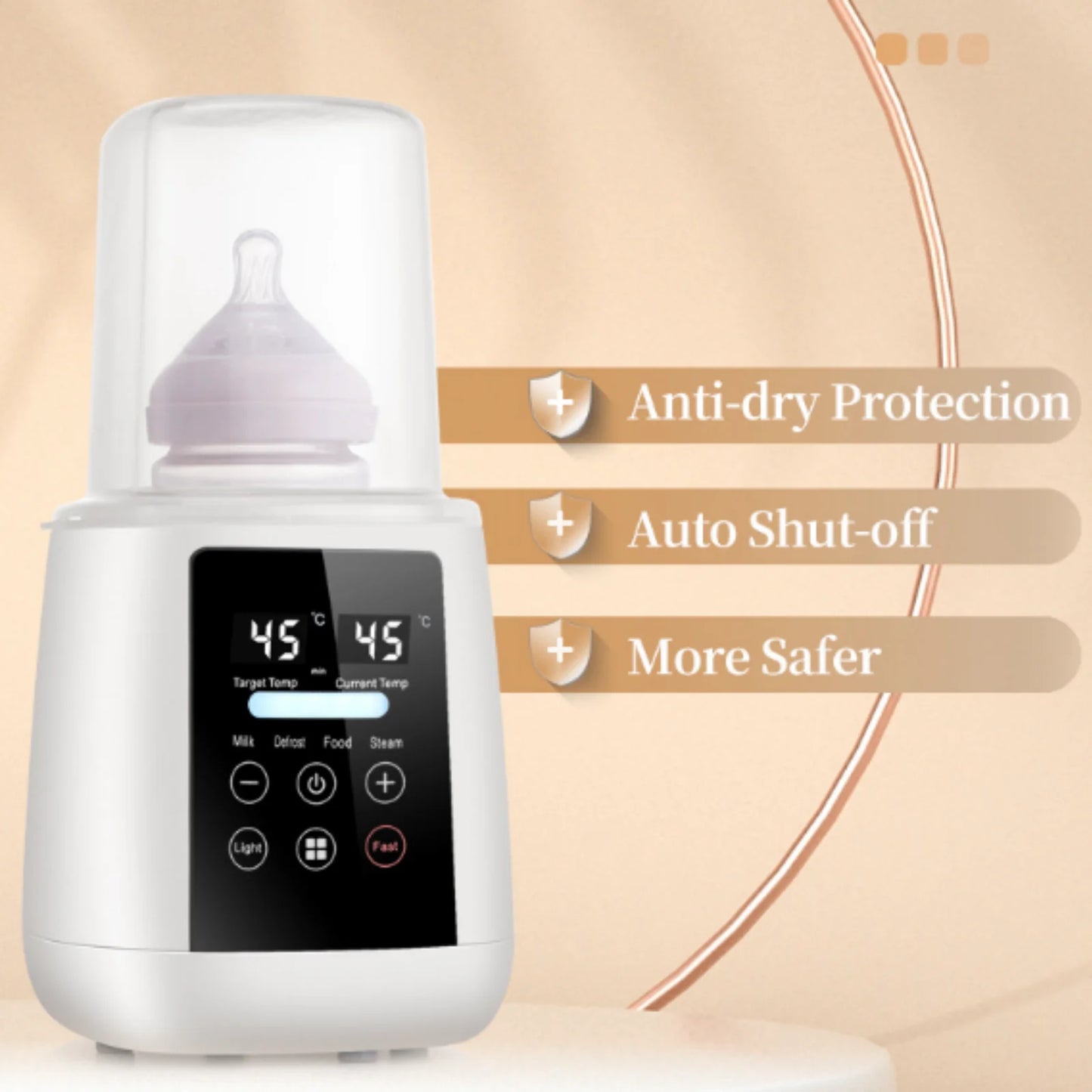 Chauffe-Biberon Intelligent Multifonction 5-en-1 – Préparation Lait, Chauffe, Décongélation, Stérilisation à Vapeur avec Veilleuse™