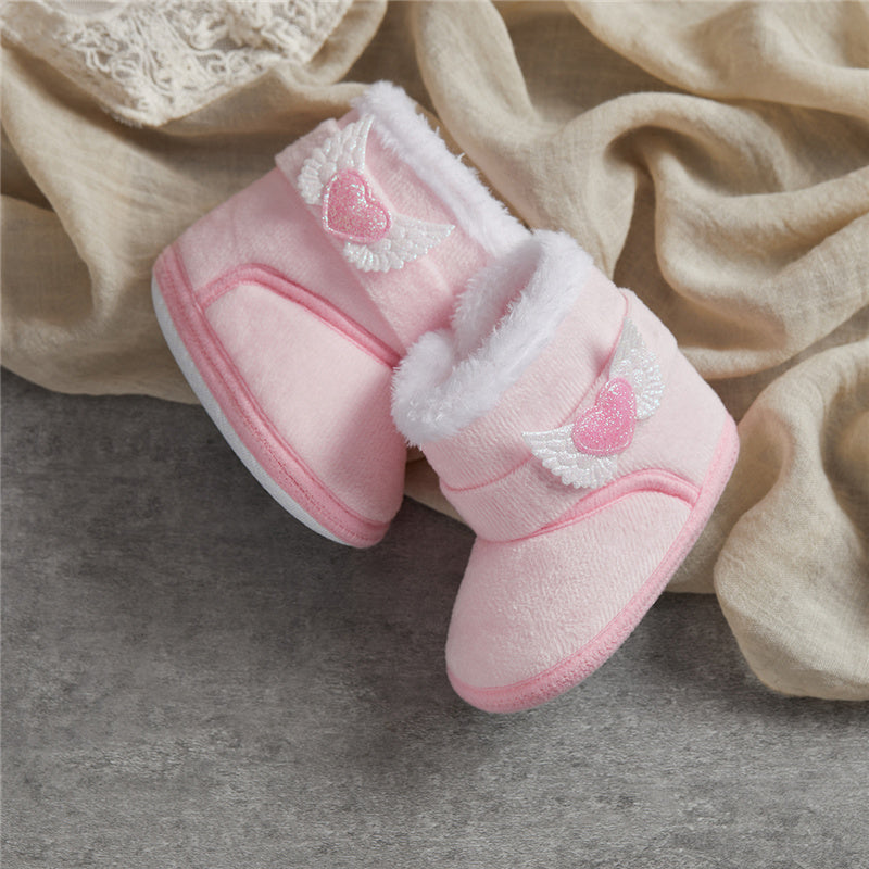 🧣❄️ Bottes d’Hiver Bébé – Chaudes &amp; Mignonnes – Bottines Bébé à Scratch avec Ailes en Cœur – 0 à 18 Mois – Unisexe™ - Planète bébé