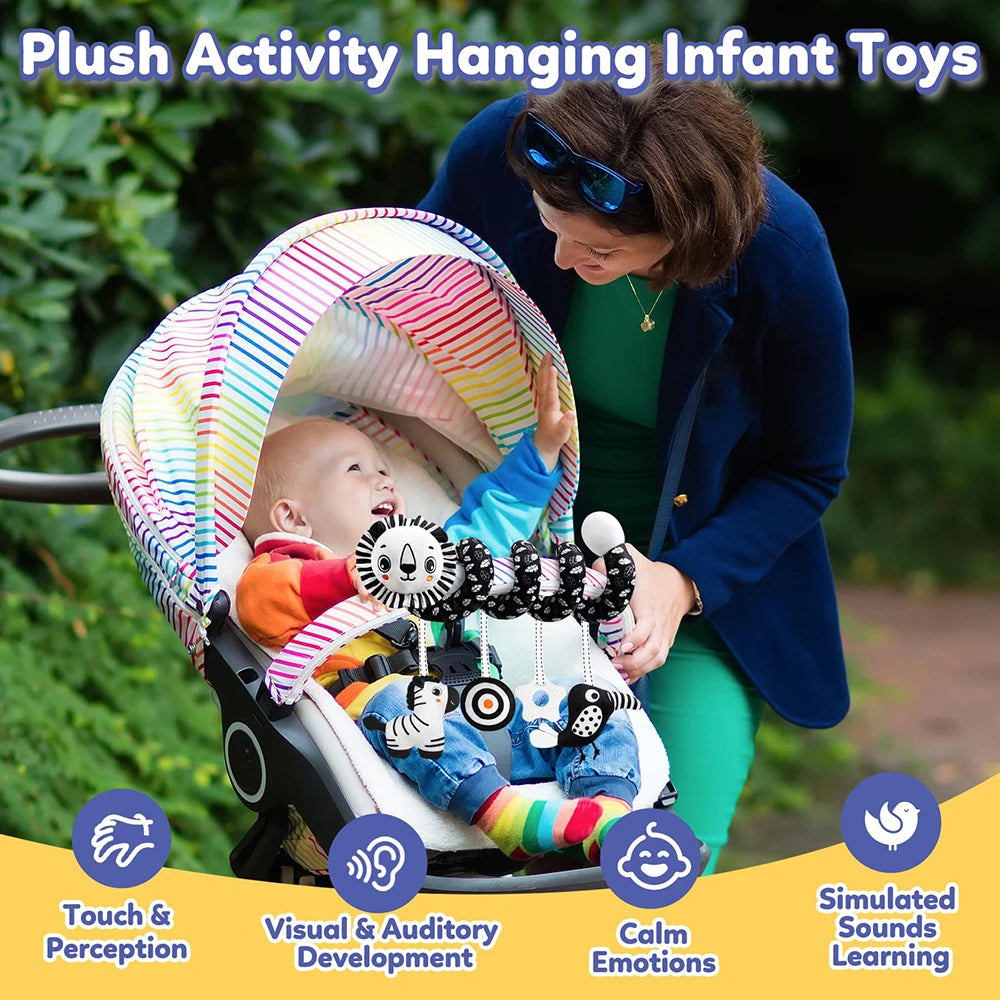 🚗🧸 Jouet de Voiture pour Bébé – Miroir, Grelot, Bruit de Papier &amp; Poignée Squeaky – Jouet d’Éveil pour Siège Auto ou Poussette™