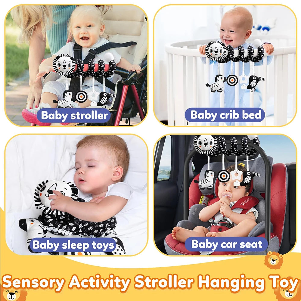 🚗🧸 Jouet de Voiture pour Bébé – Miroir, Grelot, Bruit de Papier &amp; Poignée Squeaky – Jouet d’Éveil pour Siège Auto ou Poussette™