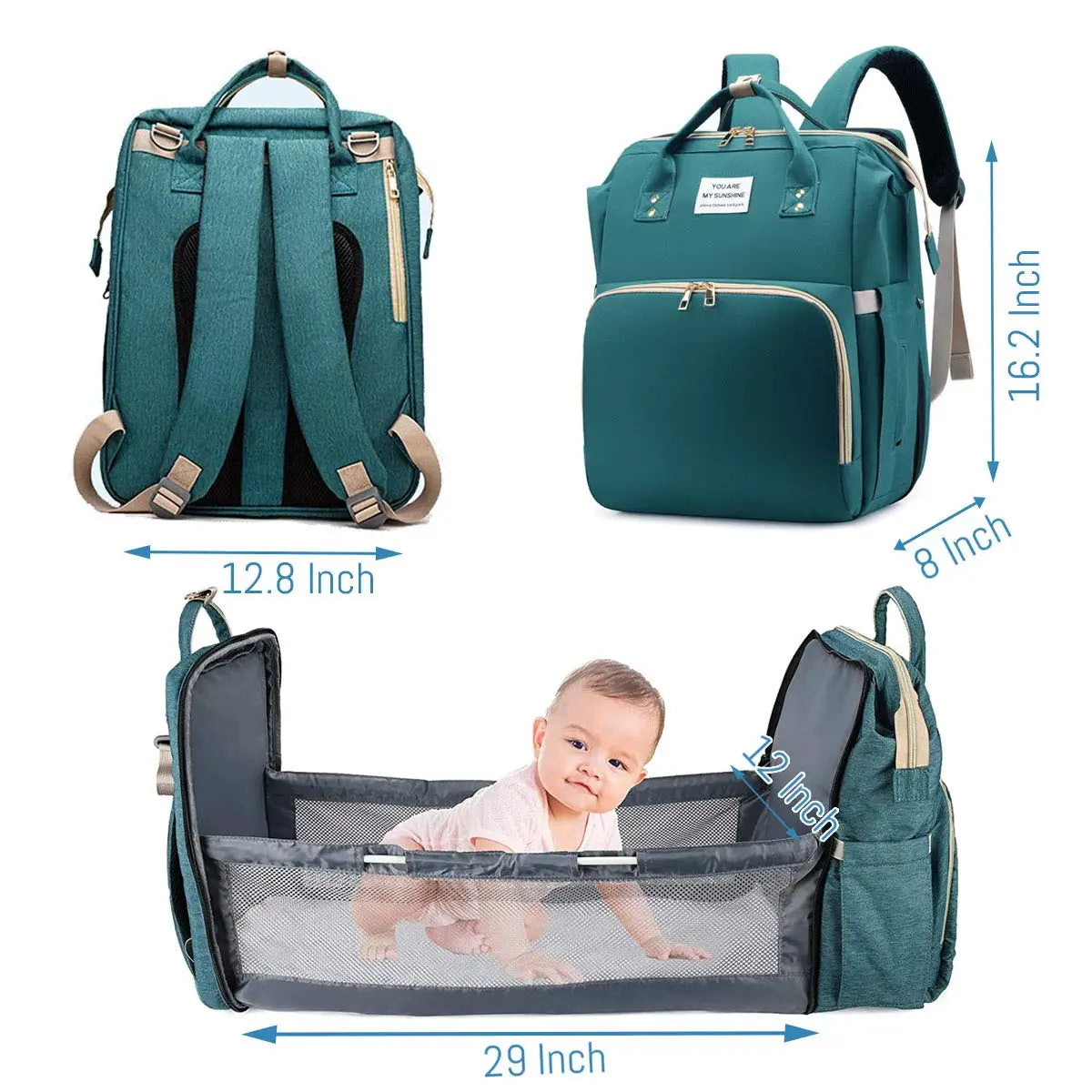 🎒🍼 Sac à Langer 3-en-1 avec Lit Bébé Intégré – Sac à Dos Voyage Étanche avec Port USB – Multifonction pour Parents Modernes