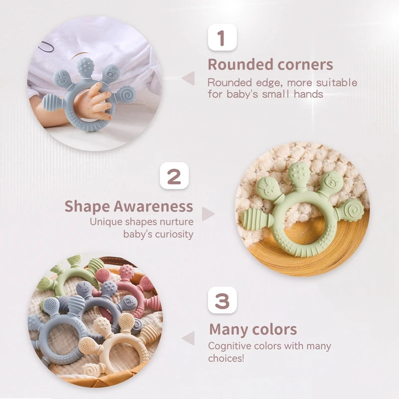 🦁👶 Anneau de Dentition en Silicone – Forme Animale Ludique – Apaisant &amp; Sensoriel™ - Planète bébé