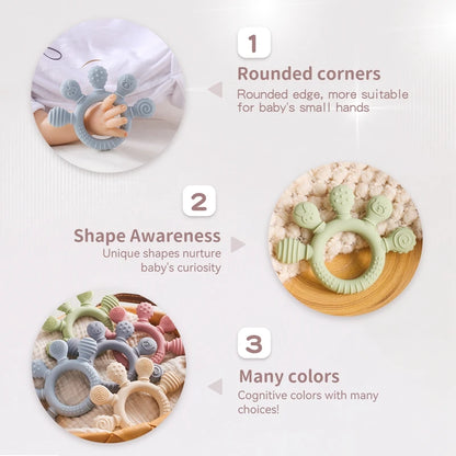🦁👶 Anneau de Dentition en Silicone – Forme Animale Ludique – Apaisant &amp; Sensoriel™ - Planète bébé
