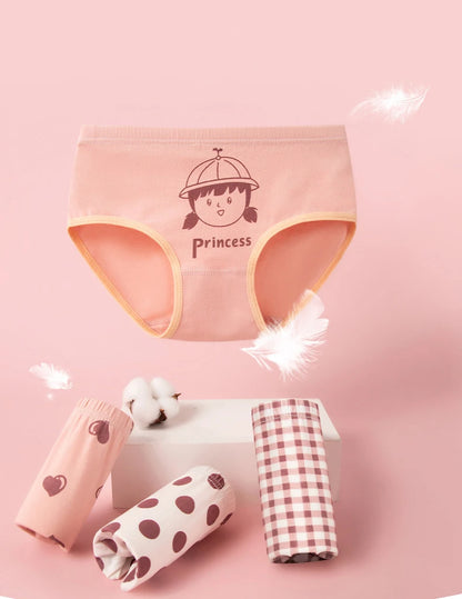 Lot de 4 Culottes Coton Filles – Motifs Cartoon Douces et Confortables™