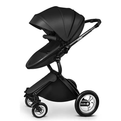 👑 Poussette Bébé Luxe – Haute Position – Pliable – Similicuir – Voyage &amp; Confort Total™ - Planète bébé