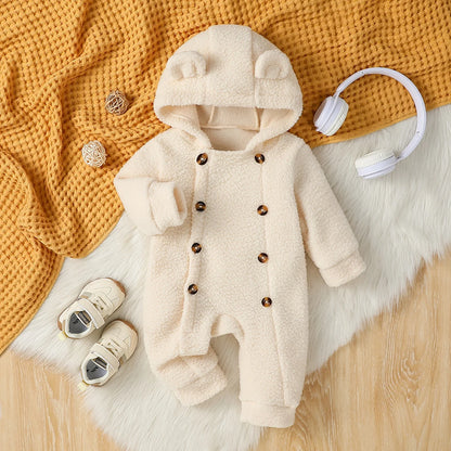 Combinaison Bébé Fille et Garçon en Polaire – Combinaison à Capuche Chaude Automne/Hiver 3M-24M™