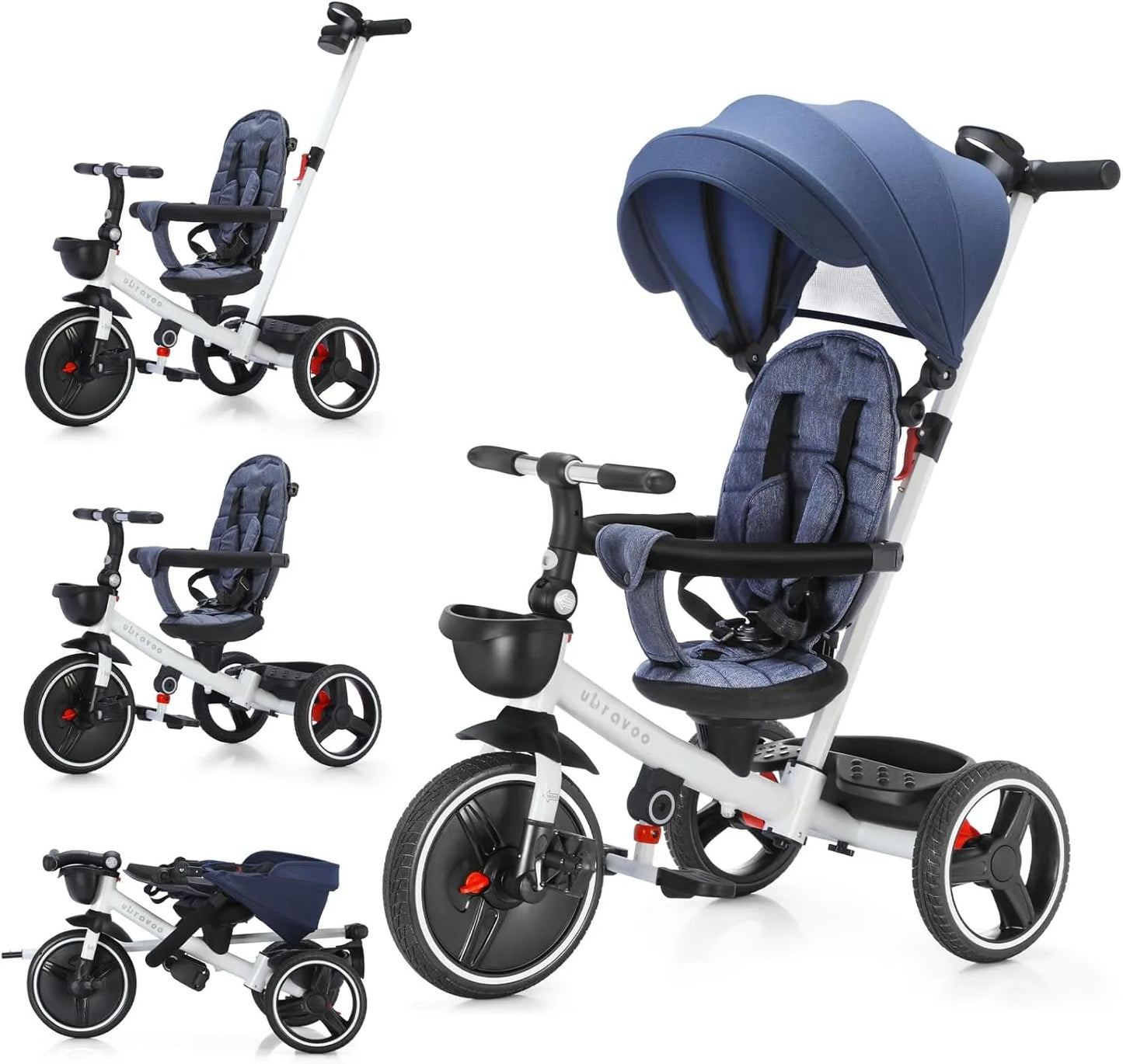 🚲 Tricycle Évolutif 6-en-1 pour Bébé – Poussette Vélo avec Guidon Parental, Canopy Réglable &amp; Ceinture de Sécurité™
