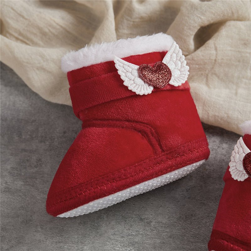 🧣❄️ Bottes d’Hiver Bébé – Chaudes &amp; Mignonnes – Bottines Bébé à Scratch avec Ailes en Cœur – 0 à 18 Mois – Unisexe™ - Planète bébé