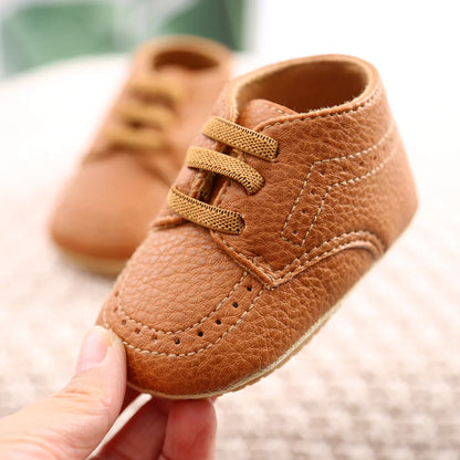 🍼 Chaussures Bébé en Cuir Rétro – Semelle Antidérapante – Meckior™