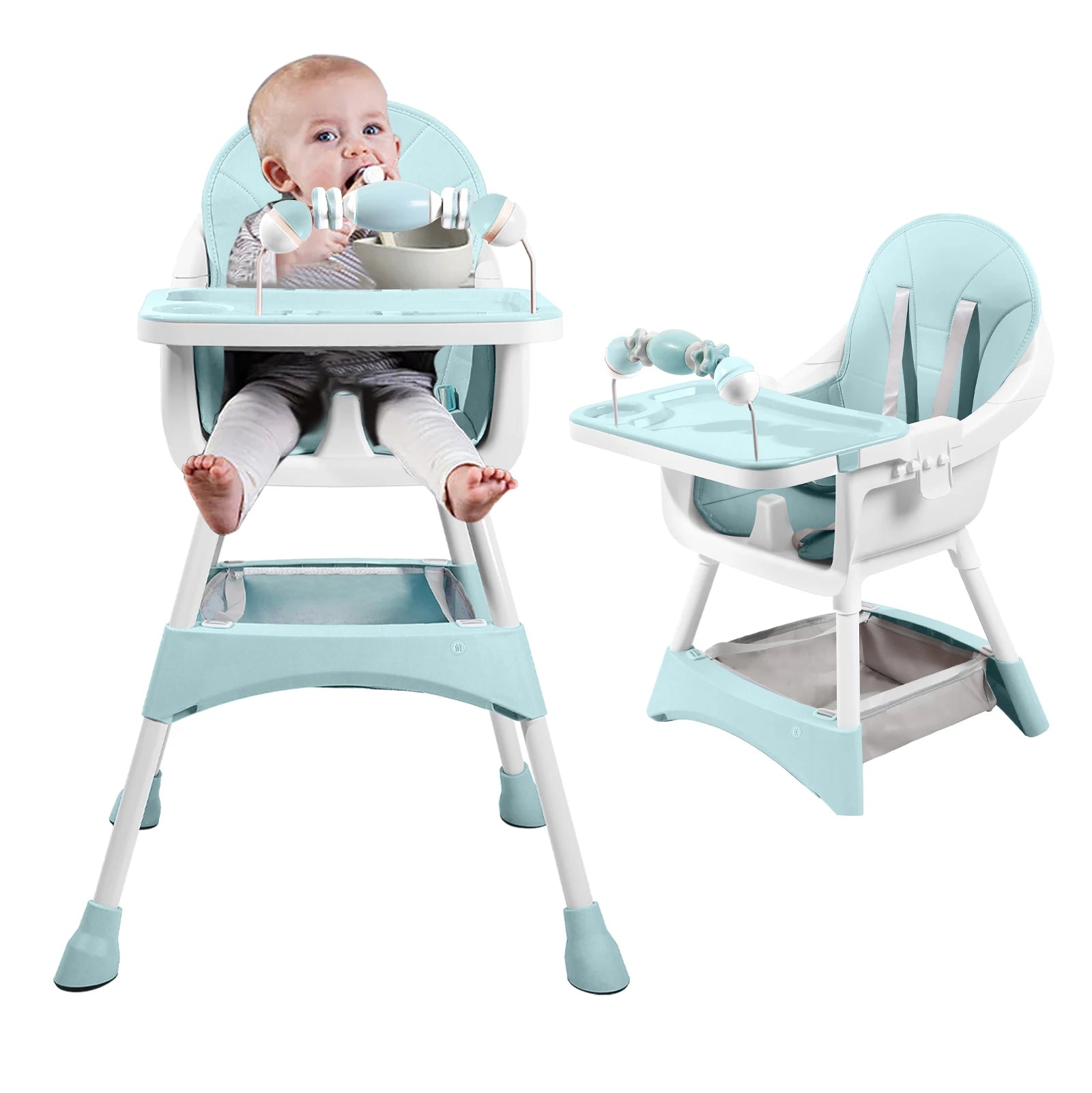 chaise haute évolutive portable double plateau support jouets - Planète bébé