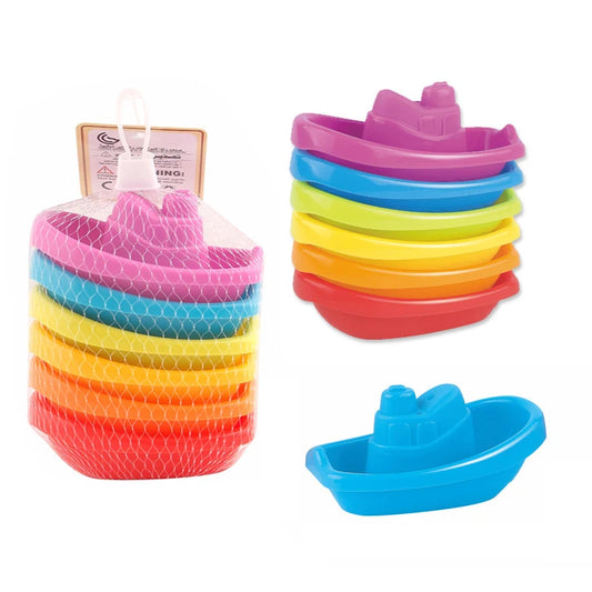 🛁🎨 Jouets de Bain Bébé – Gobelets Empilables Colorés – Jouet Éducatif Montessori – Forme Bateau – Tour Pliable pour Enfants™ - Planète bébé