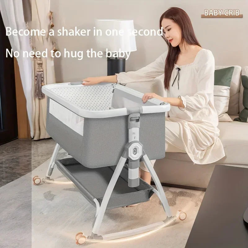 🛏️👶 Lit Bébé Multifonction – Berceau Portatif avec Réglage en Hauteur &amp; Fonction Bascule – Lit d’Appoint Pliable™