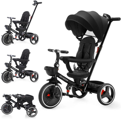 🚲 Tricycle Évolutif 6 - en - 1 pour Bébé – Poussette Vélo avec Guidon Parental, Canopy Réglable &amp; Ceinture de Sécurité™ - Planète bébé
