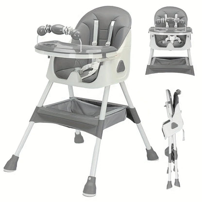 Chaise Haute Bébé Pliable 6 Mois+ avec Grand Pad Antidérapant et Porte-Jouets – Facile à Nettoyer – Modèle E500™