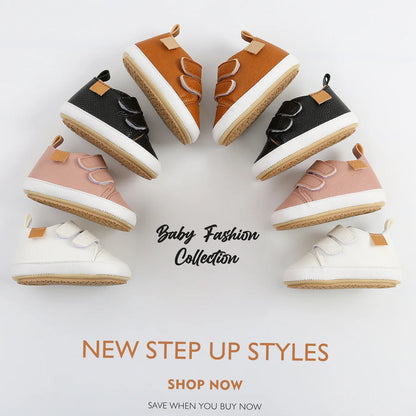 🍼 Chaussures Bébé en Cuir Rétro – Semelle Antidérapante – Meckior™