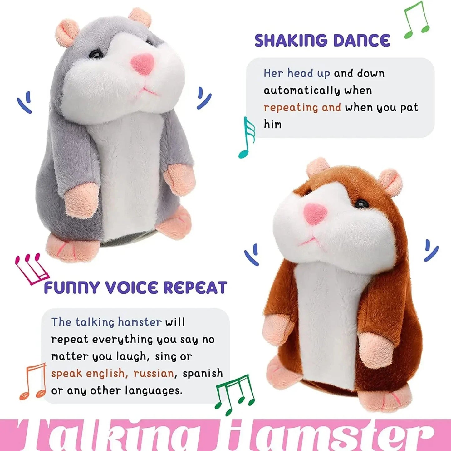 Hamster Parleur Imitateur – Jouet Électronique Interactif en Peluche™ - Planète bébé