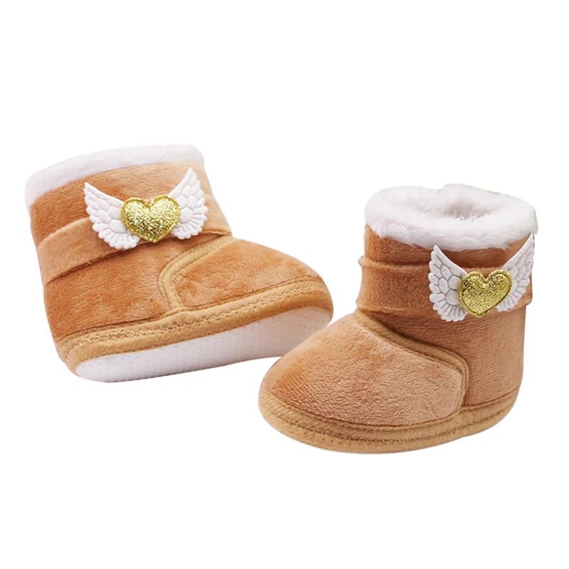 🧣❄️ Bottes d’Hiver Bébé – Chaudes &amp; Mignonnes – Bottines Bébé à Scratch avec Ailes en Cœur – 0 à 18 Mois – Unisexe™ - Planète bébé