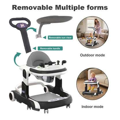 Trotteur Bébé Multifonction™ – Avec Pare-Soleil, Siège Confort et Musique – Antibasculement et Réglable