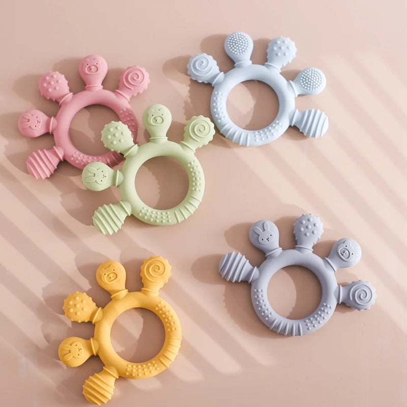 🦁👶 Anneau de Dentition en Silicone – Forme Animale Ludique – Apaisant &amp; Sensoriel™ - Planète bébé