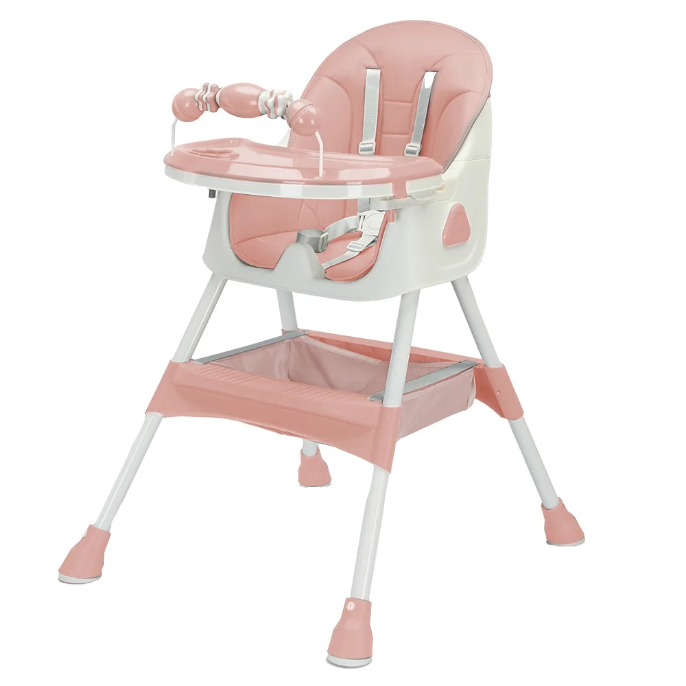 Chaise Haute Bébé Pliable 6 Mois+ avec Grand Pad Antidérapant et Porte-Jouets – Facile à Nettoyer – Modèle E500™