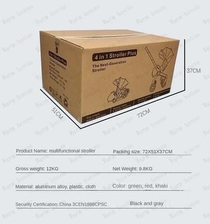 Poussette Bébé 4 en 1 Haute Vue – Pliable