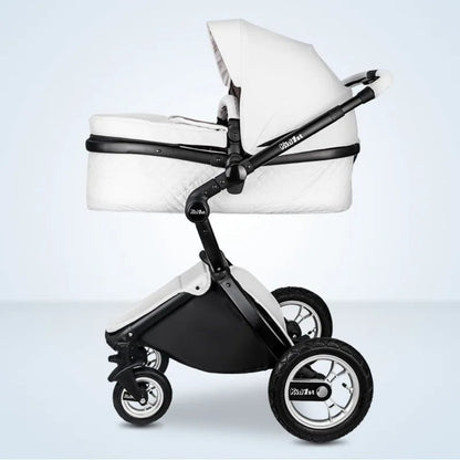 👑 Poussette Bébé Luxe – Haute Position – Pliable – Similicuir – Voyage &amp; Confort Total™ - Planète bébé