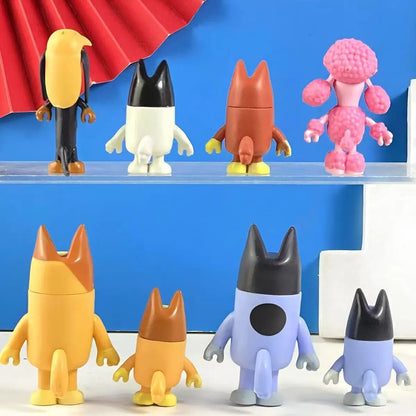 Figurines The Bluey Family – Set 8 ou 12 Pièces – Jouets de Dessin Animé Bleu – Cadeau Anniversaire ou Noël Enfant™ - Planète bébé