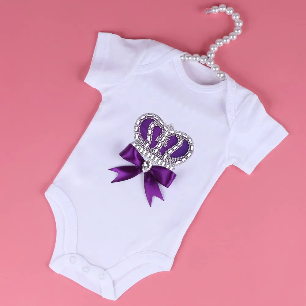 👶 Combinaison Bébé Unisexe Blanche – Motif Couronne Cristal – 3 à 24 Mois™ - Planète bébé