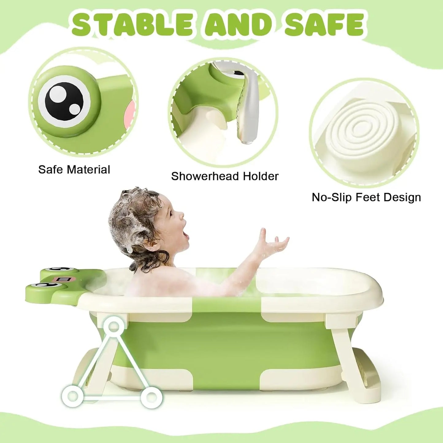 Baignoire Bébé Pliable avec Coussin et Indicateur de Température™