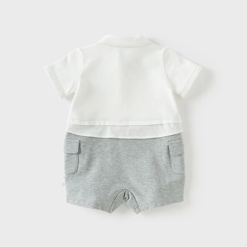 👶 Barboteuse Bébé Garçon Dave &amp; Bella – Manches Courtes – 100% Confort Été – 6 à 24 Mois ™ - Planète bébé