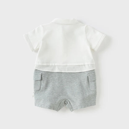 👶 Barboteuse Bébé Garçon Dave &amp; Bella – Manches Courtes – 100% Confort Été – 6 à 24 Mois ™ - Planète bébé