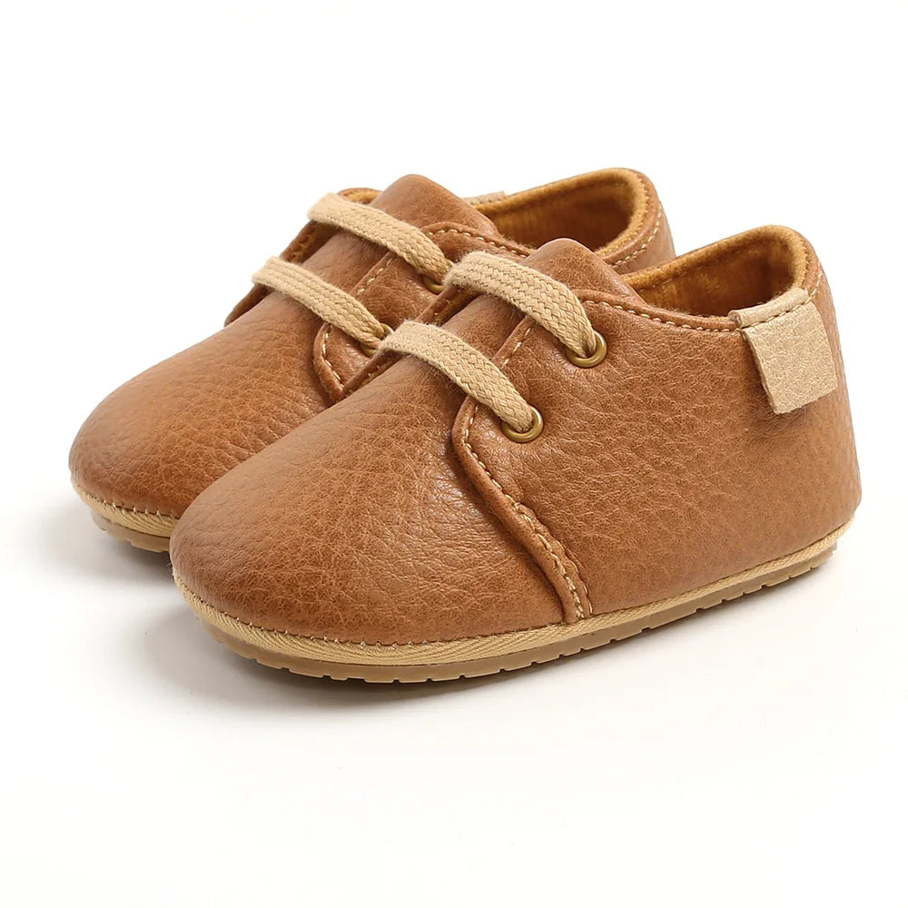 🍼 Chaussures Bébé en Cuir Rétro – Semelle Antidérapante – Meckior™