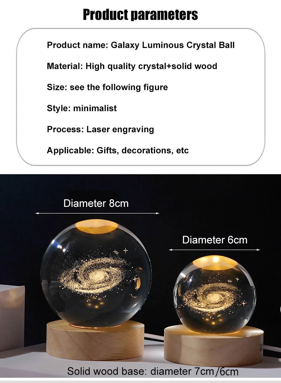🌌 Lampe de Nuit Cristal 3D Galaxie – Lune &amp; Planètes – USB LED – Déco Cadeau Unique™ - Planète bébé