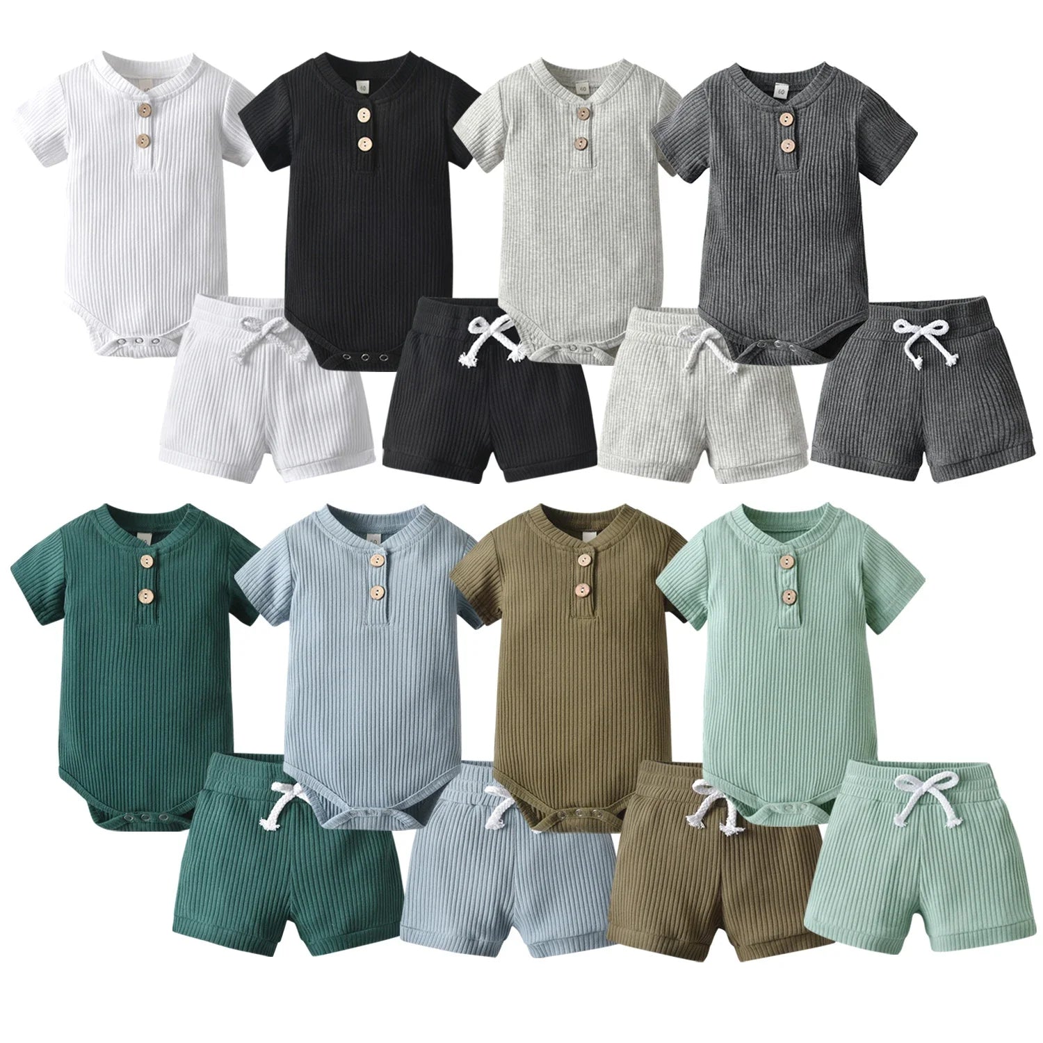 👶✨ Ensemble Estival Bébé Garçon – KuKitty | Haut &amp; Short en Coton Tricoté | Look Casual Chic™ - Planète bébé