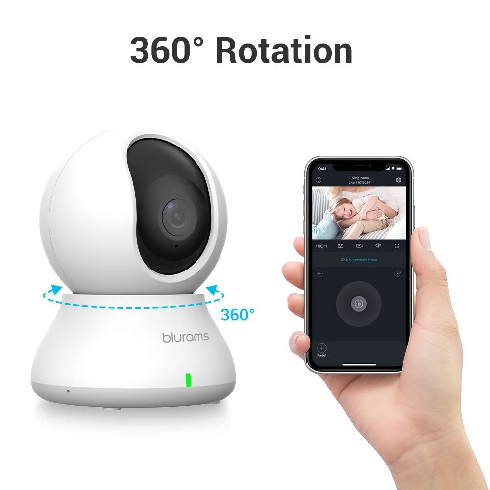 Blurams 2.4＆5G WiFi Indoor Camera, 2K, 360° PTZ Pet Dog IP CCTV Camera with Phone App, 2 - Way Talk, Night Vision, for Home Securi™ - Planète bébé