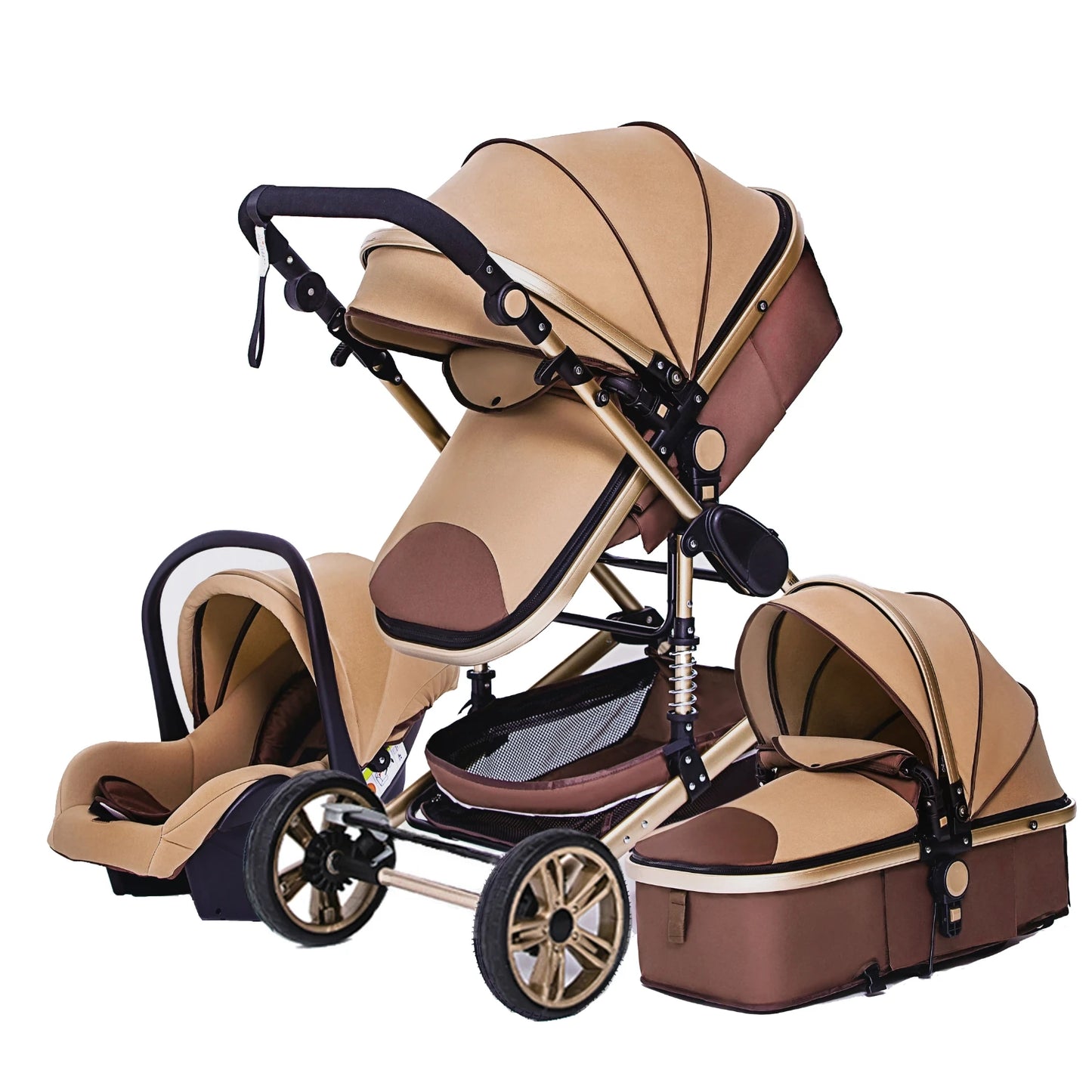 Poussette Bébé 3 en 1 Haute Vue – Pliable &amp; Confortable - Planète bébé