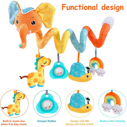🚗🧸 Jouet de Voiture pour Bébé – Miroir, Grelot, Bruit de Papier &amp; Poignée Squeaky – Jouet d’Éveil pour Siège Auto ou Poussette™